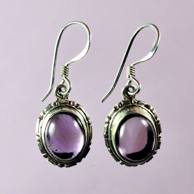 Amethyst Oval Earrings - Click Image to Close