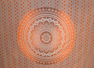 Mandala Orange Brown Tapestry - Click Image to Close