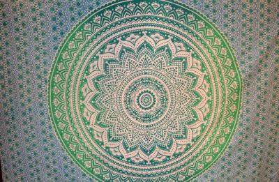 Mandala Blue Green Tapestry