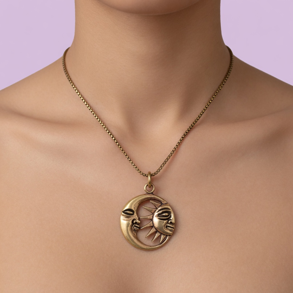 Brass Sun and Moon Pendant